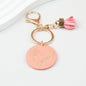 Wood Tassel Keychain Engraved Mama Heart Design Natural Pastel Colors