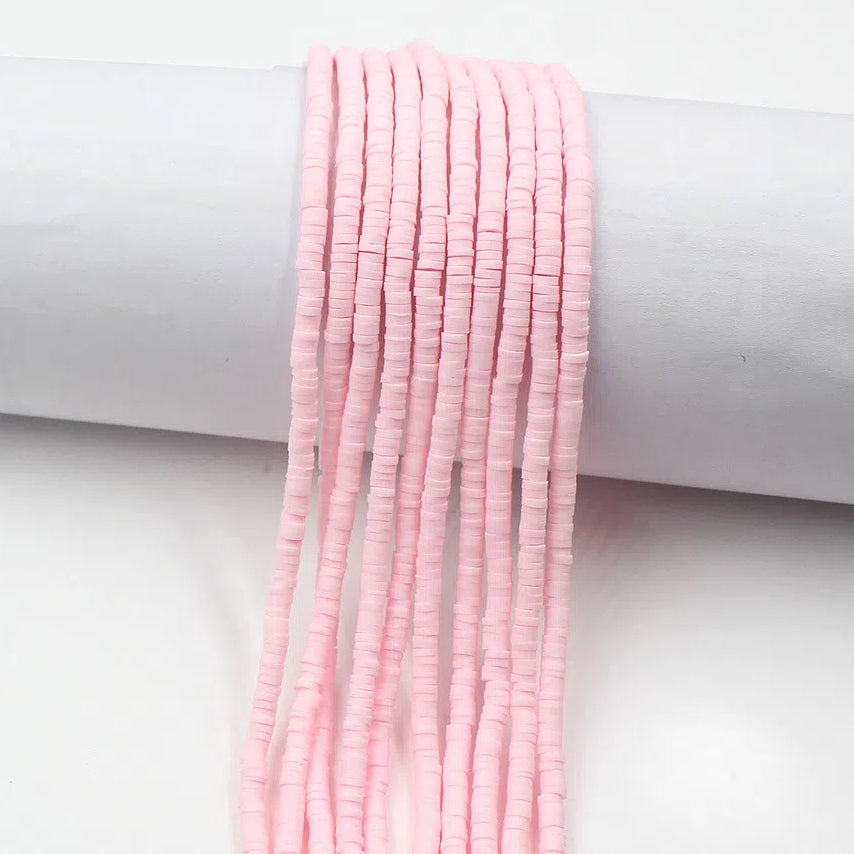 Flat Clay Beads 4mm Solid Color Polymer Disc 10strands 48