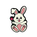 Silicone Focal Beads Easter Rose Rabbit Holding Pink Rose