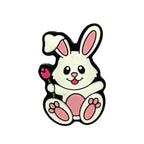 Silicone Focal Beads Easter Rose Rabbit Holding Pink Rose