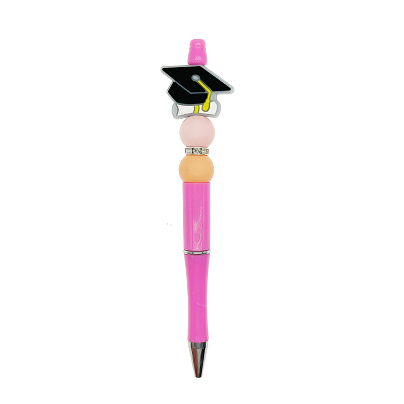 Silicone Focal Beads Graduation Cap Black Mortarboard Yellow Tassel 20pcs 3