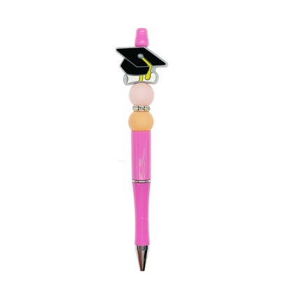Silicone Focal Beads Graduation Cap Black Mortarboard Yellow Tassel 20pcs 3