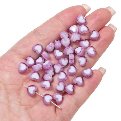 Makaron Heart Acrylic Beads 8x7mm Two Tone Translucent 60pcs 20