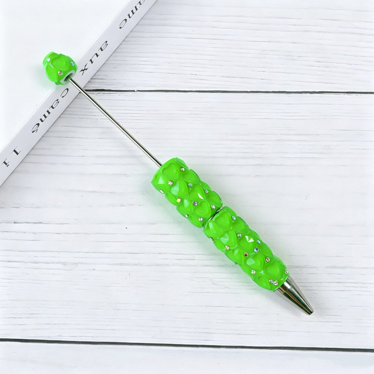 Beadable Plastic Pen with Colorful Heart and Rhinestone Design 14
