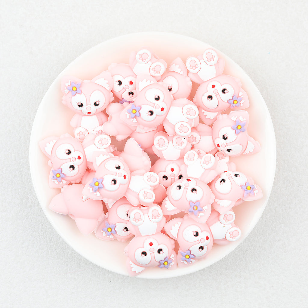 3D Disney Pink Lina Belle Silicone Focal Beads 20Pcs  2