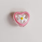 Hand Painted Flower Pattern Heart Enamel Glass Beads 12mm 20pcs 5