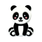 Silicone Focal Beads Panda Black White with Pink Cheeks 20pcs