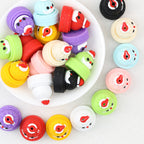 3D Glitter Santa Silicone Focal Beads Wholesale, Christmas Colorful Steamer Basket Bun Design