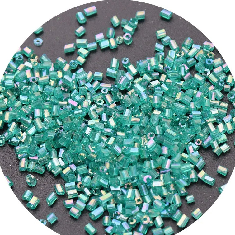 Iridescent Seed Bugle Glass Beads 3mm Mixed Colors 3000pcs 16