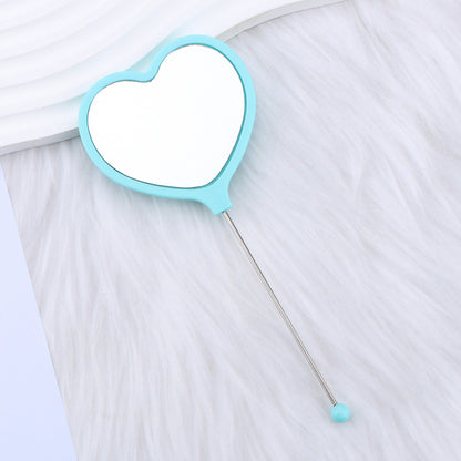 Beadable Plastic Mirrors Handheld Heart-shaped