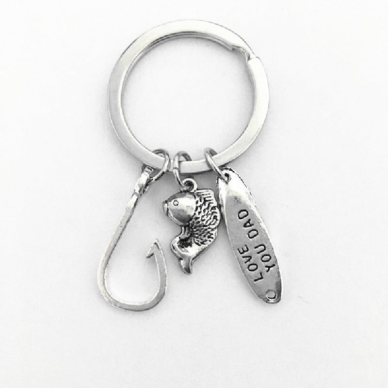 Alloy Handyman Tool Round Tag Keychain Polished Silver Metal 10