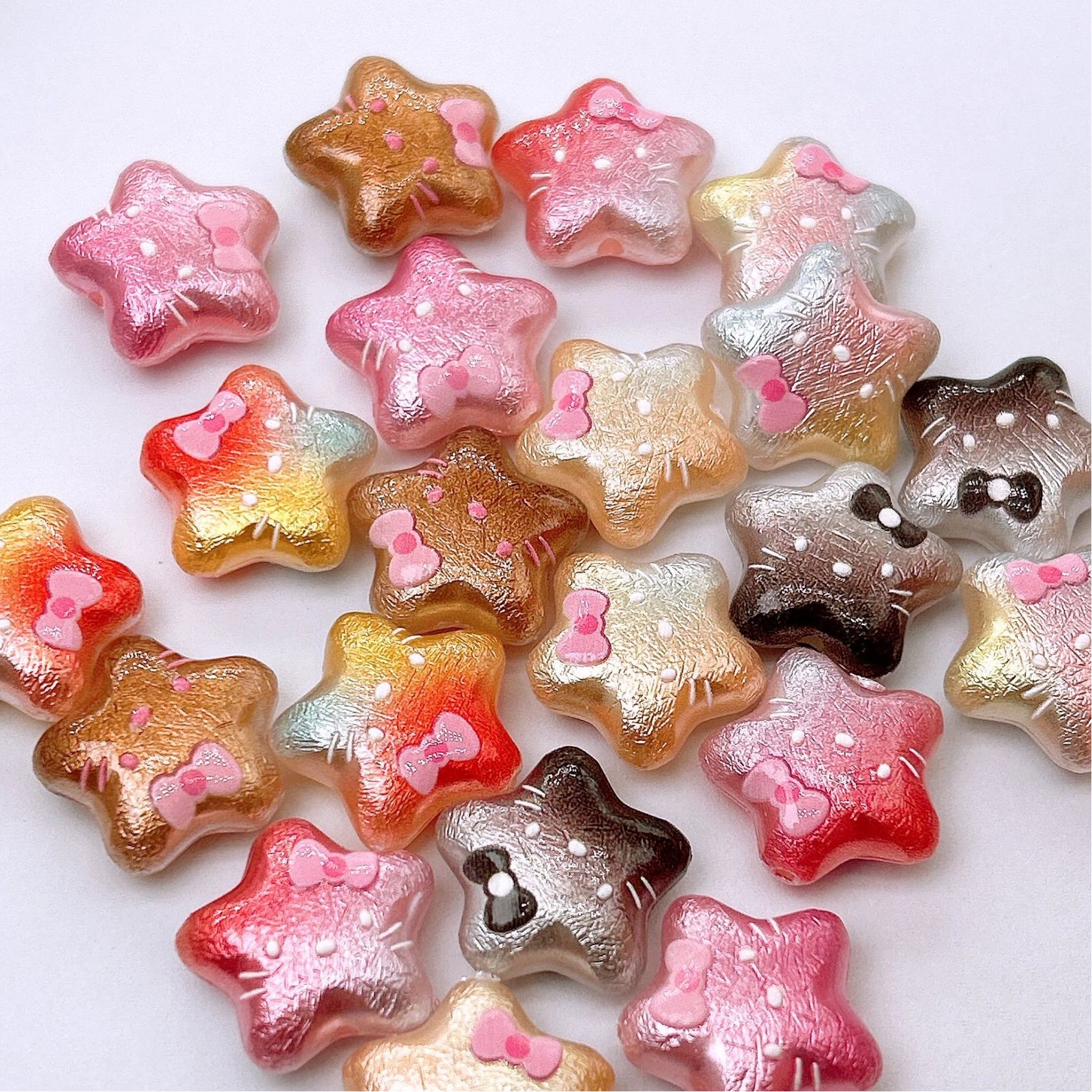 Wrinkle Texture KT Star Acrylic Beads 20mm Mixed 100pcs 2