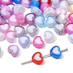 Makaron Heart Acrylic Beads 8x7mm Two Tone Translucent 60pcs 3