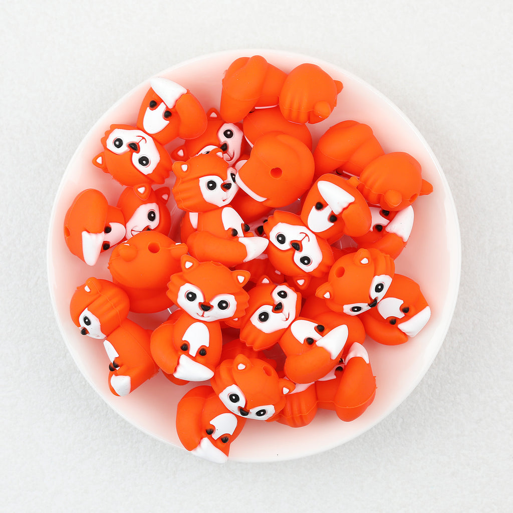 3D Orange Cute Tail Fox Silicone Focal Beads 20Pcs  2