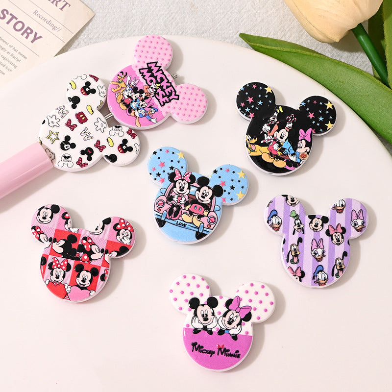 Cute Cartoon Mouse Head Acrylic Flat Beads 34mm 10pcs