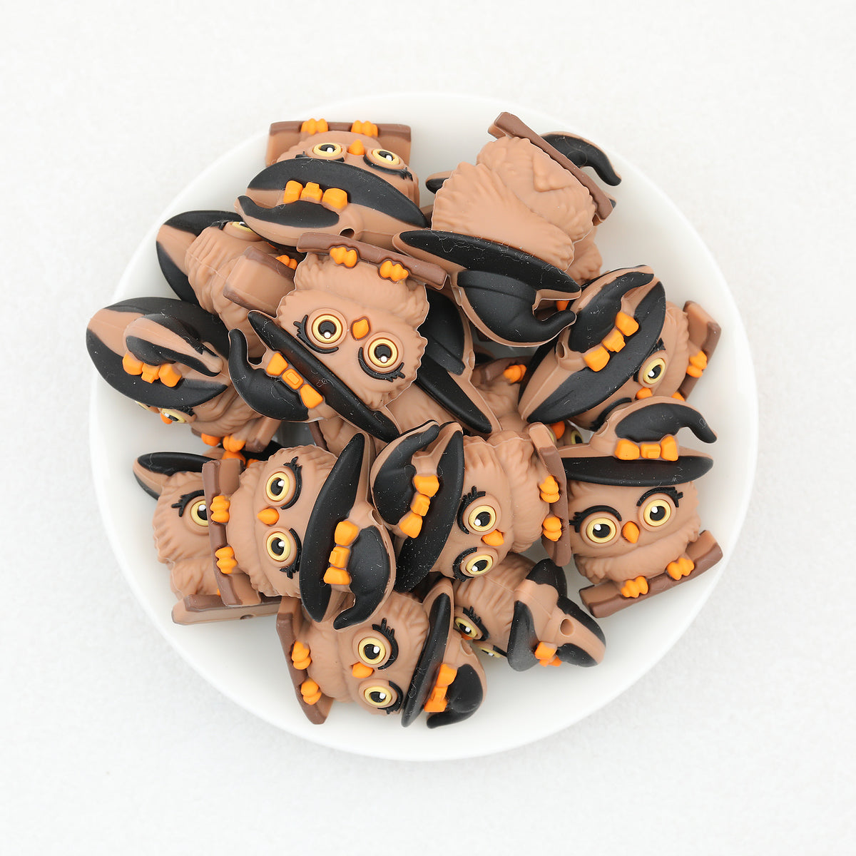 3D Halloween Hat Owl Silicone Focal Beads 20 pcs 6