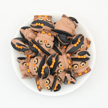 3D Halloween Hat Owl Silicone Focal Beads 20 pcs 6