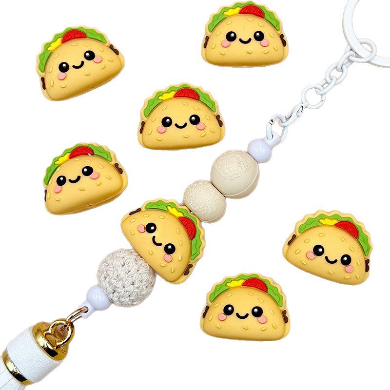 Silicone 3D Taco Focal Beads Camel Color 20pcs 5