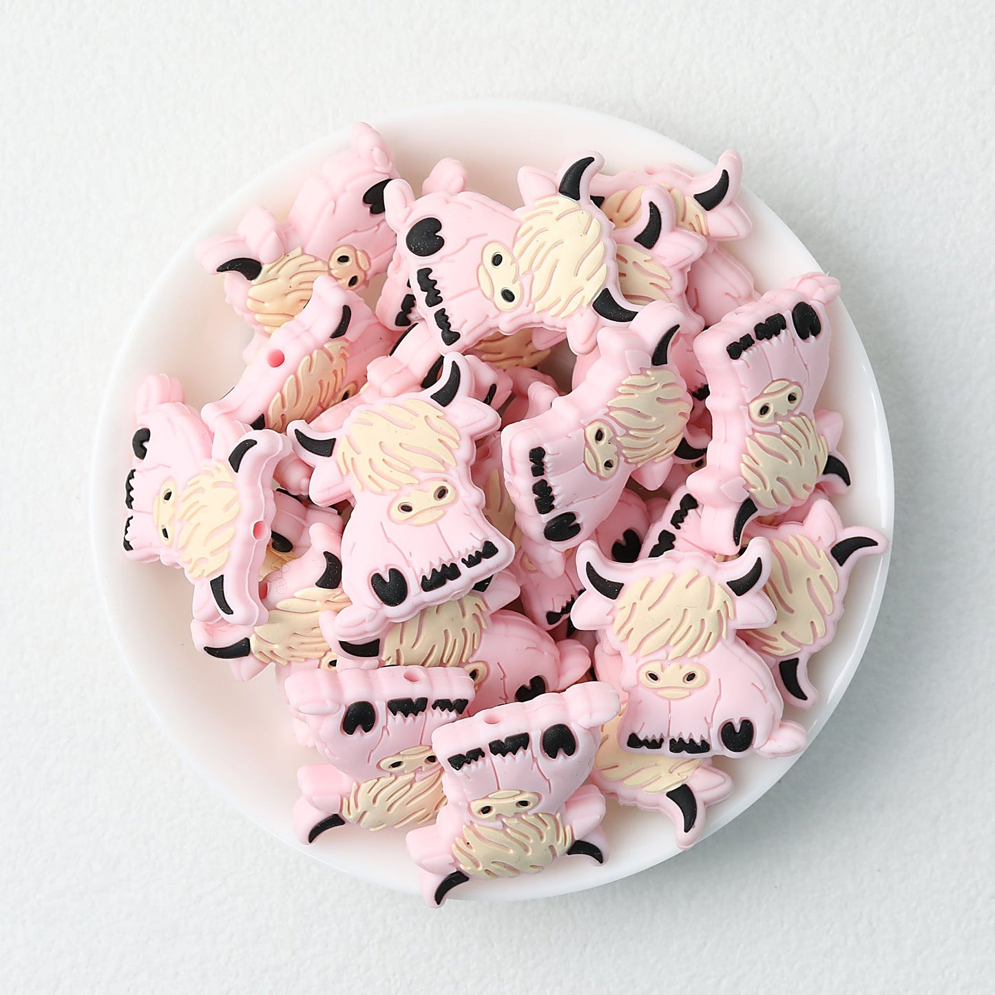 Highland Cow Silicone Focal Beads Colorful 20pcs
