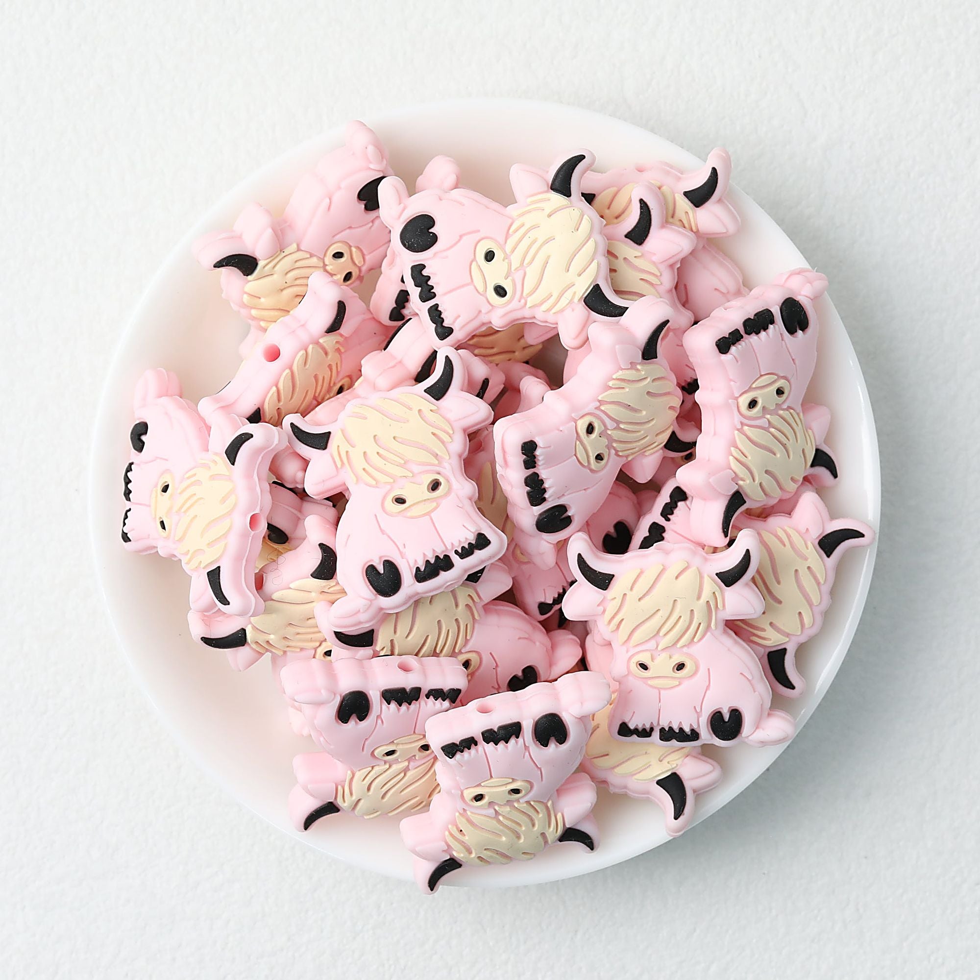Highland Cow Silicone Focal Beads Colorful 20pcs