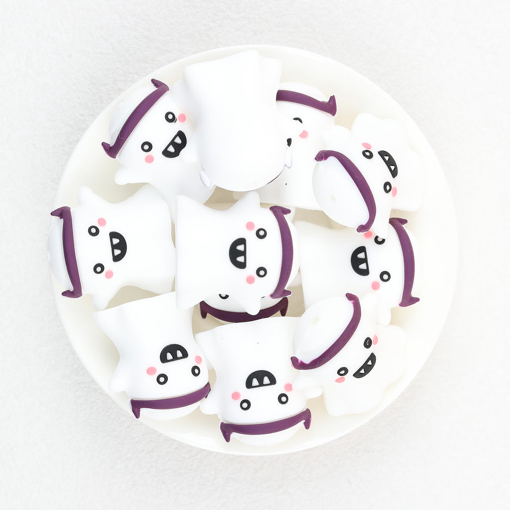  3D Halloween Purple Hairband Ghost Silicone Focal Beads 20Pcs 2