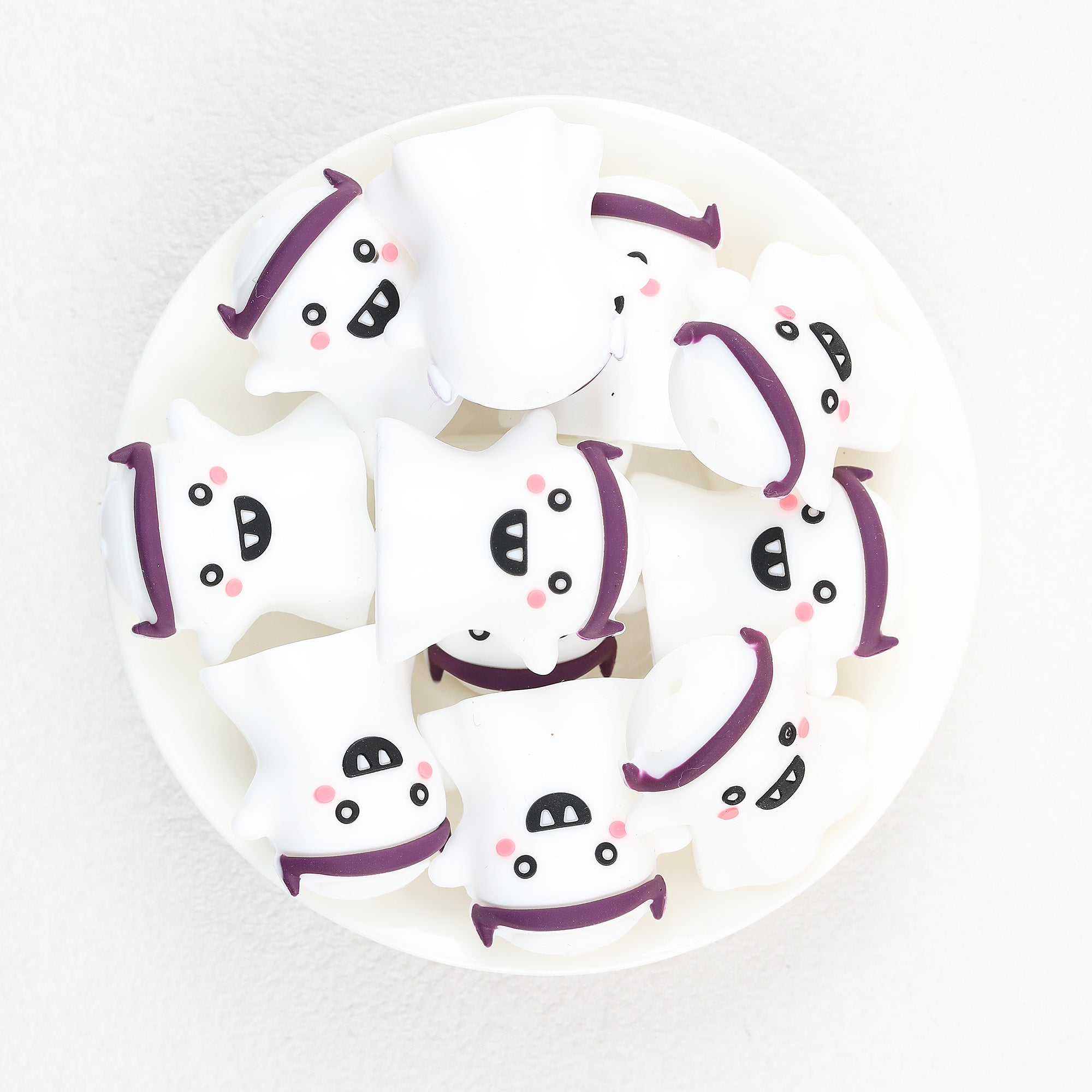  3D Halloween Purple Hairband Ghost Silicone Focal Beads 20Pcs 2