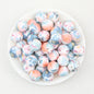 15mm Light Floral Print Round Silicone Beads 50 pcs 9