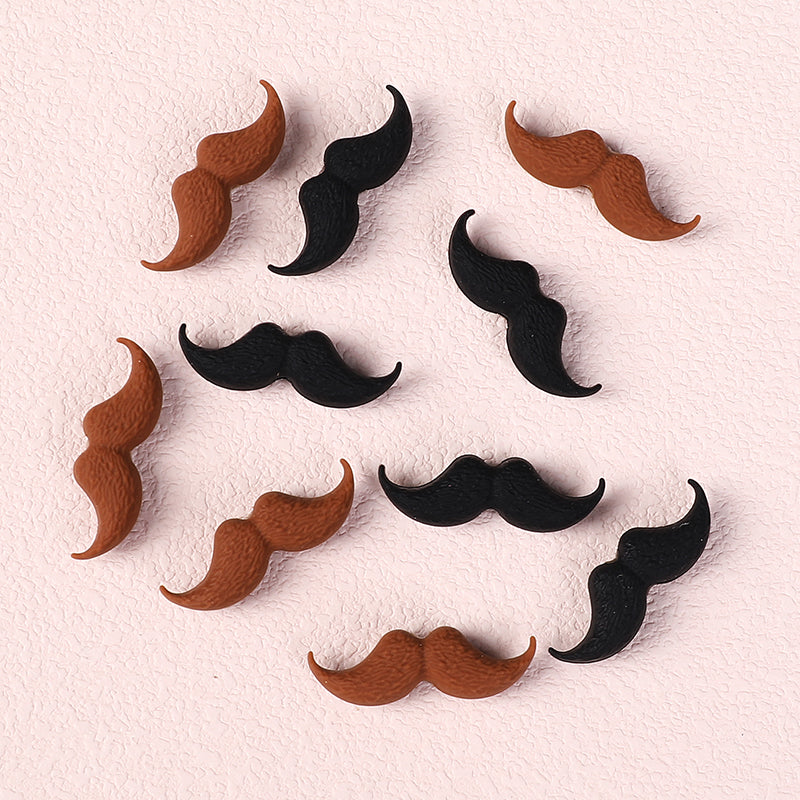 Silicone Focal Beads Beard Handlebar Mustache Textured Curved 20pcs 4