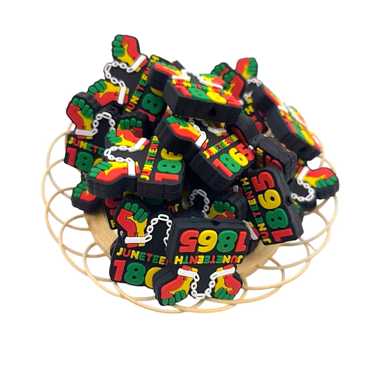 Silicone Focal Beads Negro Series Bold Cultural Symbols Red Green 20pcs 3