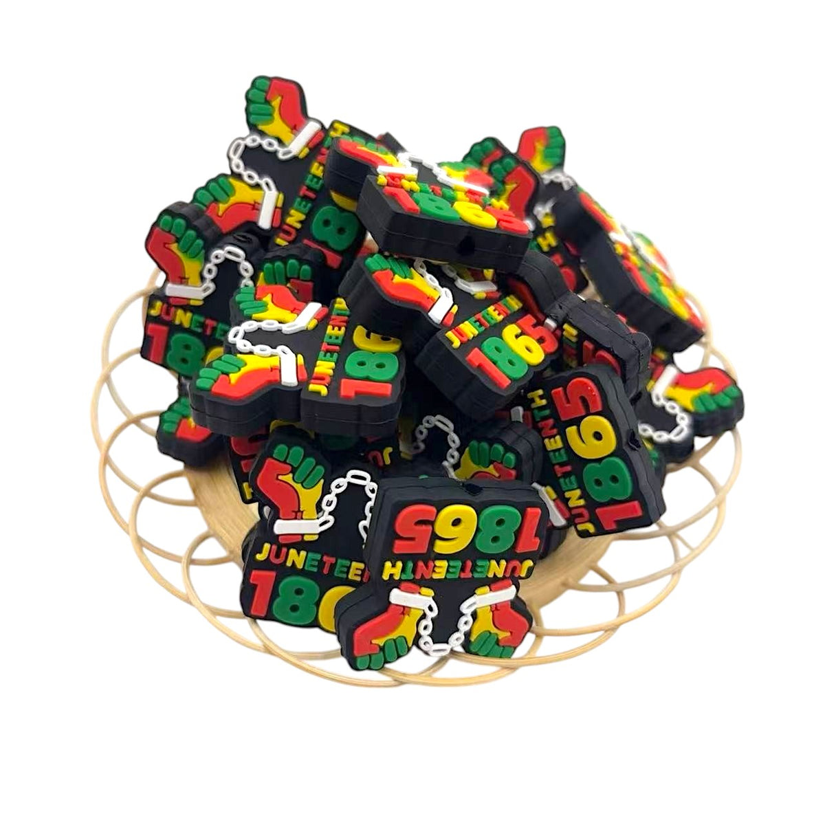 Silicone Focal Beads Negro Series Bold Cultural Symbols Red Green 20pcs 3