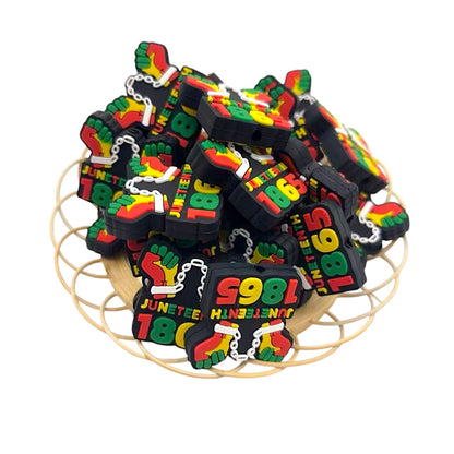 Silicone Focal Beads Negro Series Bold Cultural Symbols Red Green 20pcs 3