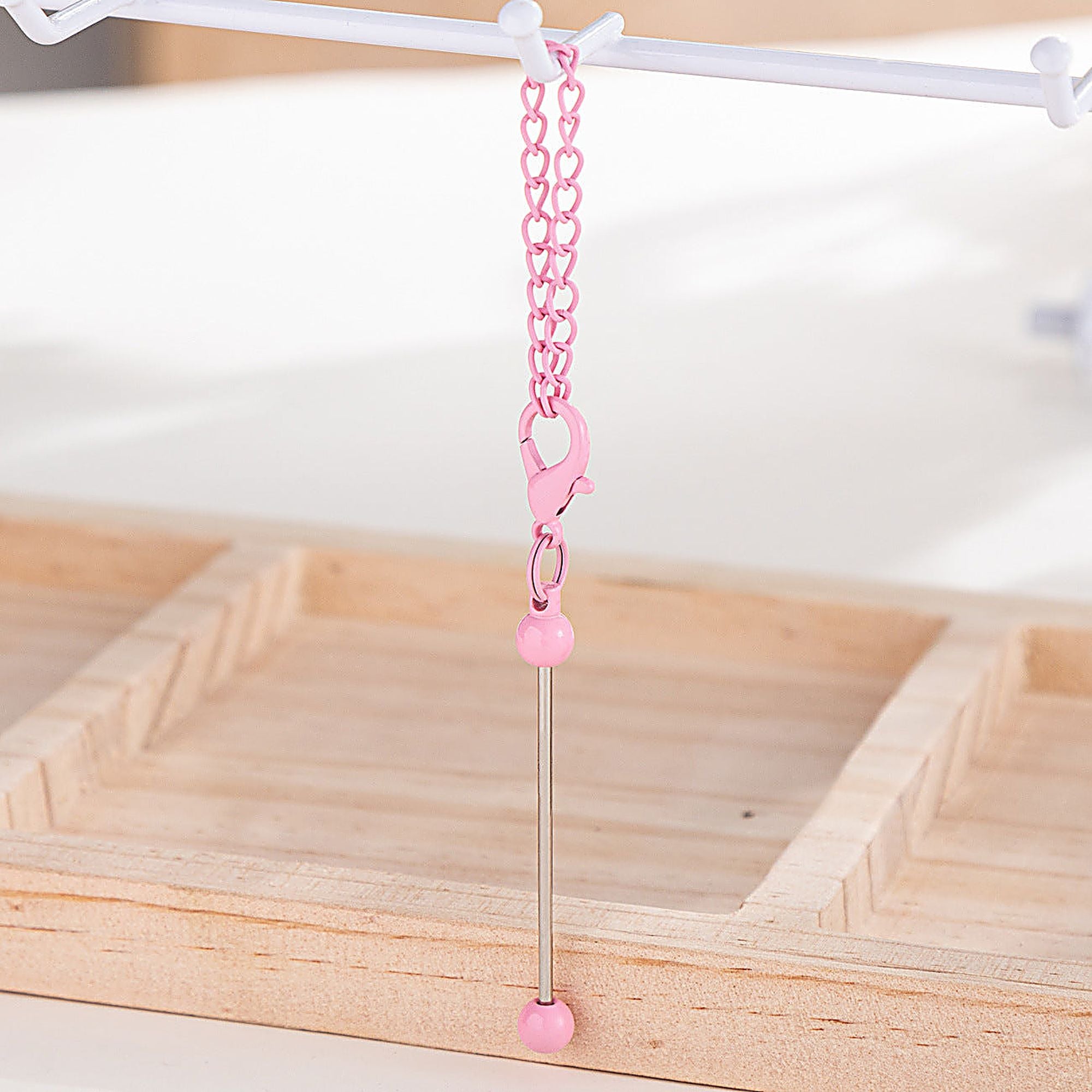 Beadable Keychain Mini Metal Bar Colorful Pendant 8 Centimeters