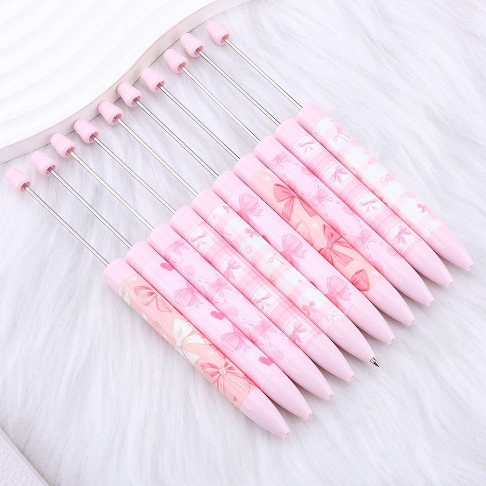 Beadable Long Pink Butterfly Pattern Ballpoint Pen for Crafting 2