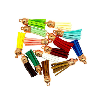 Leather Tassel Charms Small 3.8cm Mixed Colors Silver Cap 100pcs 4
