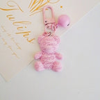 Resin Bear Keychain with Smile Engraving and Bell Charm Colorful 9