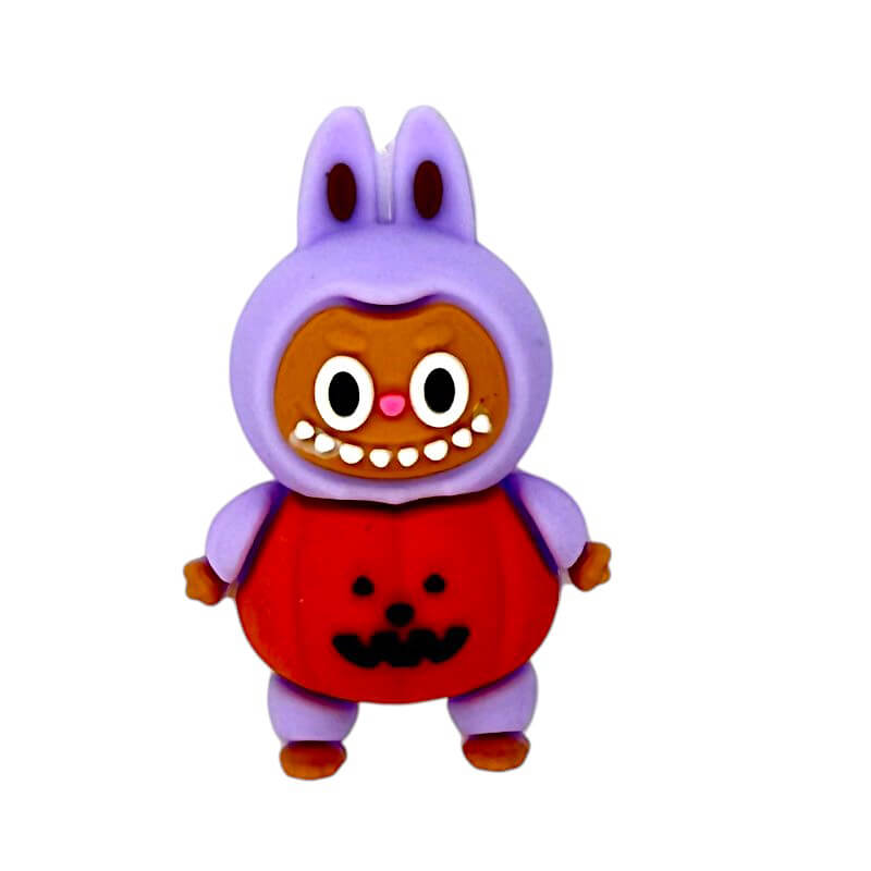 Silicone 3D Focal Beads Pumpkin Bunny Smiling Face Multi Color 20Pcs 8