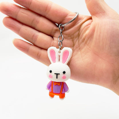 PVC Cartoon Rabbit Keychain Soft Rubber Cute Bunny Strap Charm 4