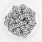 15mm Black and White Patterned Silicone Round Beads 50pcs - Caterpillar