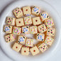 Hand Painted Square Acrylic Beads 16mm Cute Macaron 5pcs 15