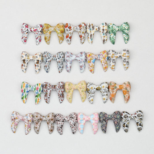 3D Printed Bow Shape Silicone Beads Colorful Pattern 10pcs