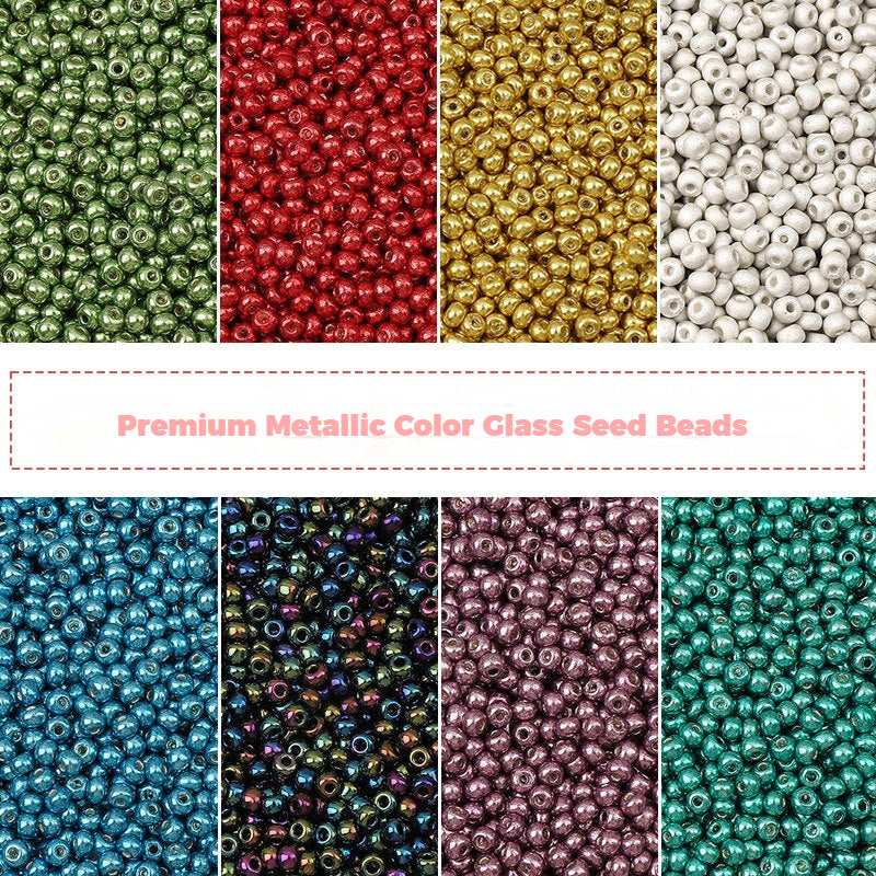 Metallic Seed Glass Beads 2mm Premium Colorful Shimmering 3000pcs