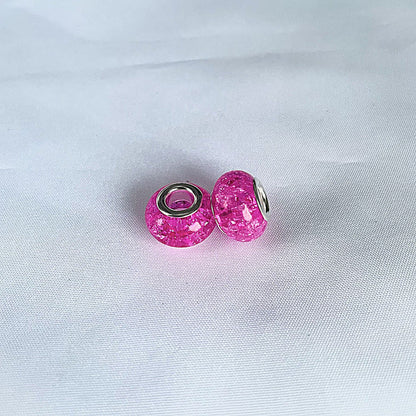 Acrylic Spacer Beads 14mm Crackle Large Hole 50pcs - Rose Red
