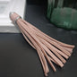 Silver PU Leather Tassel Keychain Metallic 9cm Length 33