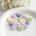 Colorful 14mm Floral Round Glass Beads with 2mm Hole 10pcs 4
