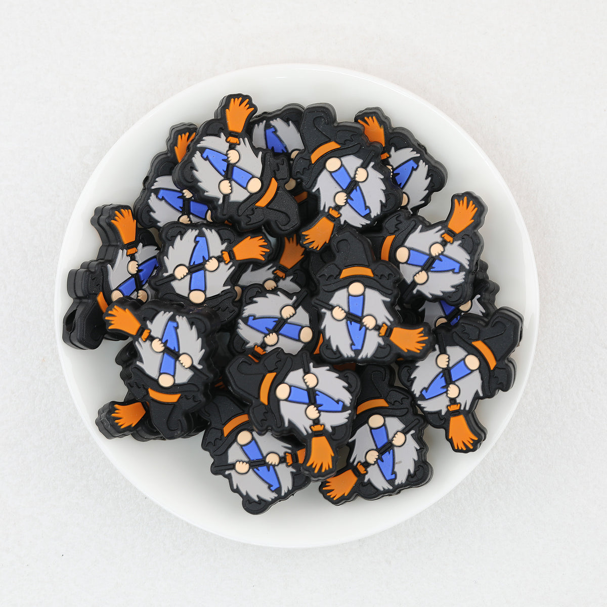 Halloween Broomstick Dwarf Silicone Focal Beads 20pcs 4