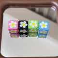Tiny Flower Square Acrylic Beads 14mm Diagonal Hole 10pcs