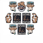 Silicone Focal Beads Cowboy Hat Happy Text Denim 20pcs