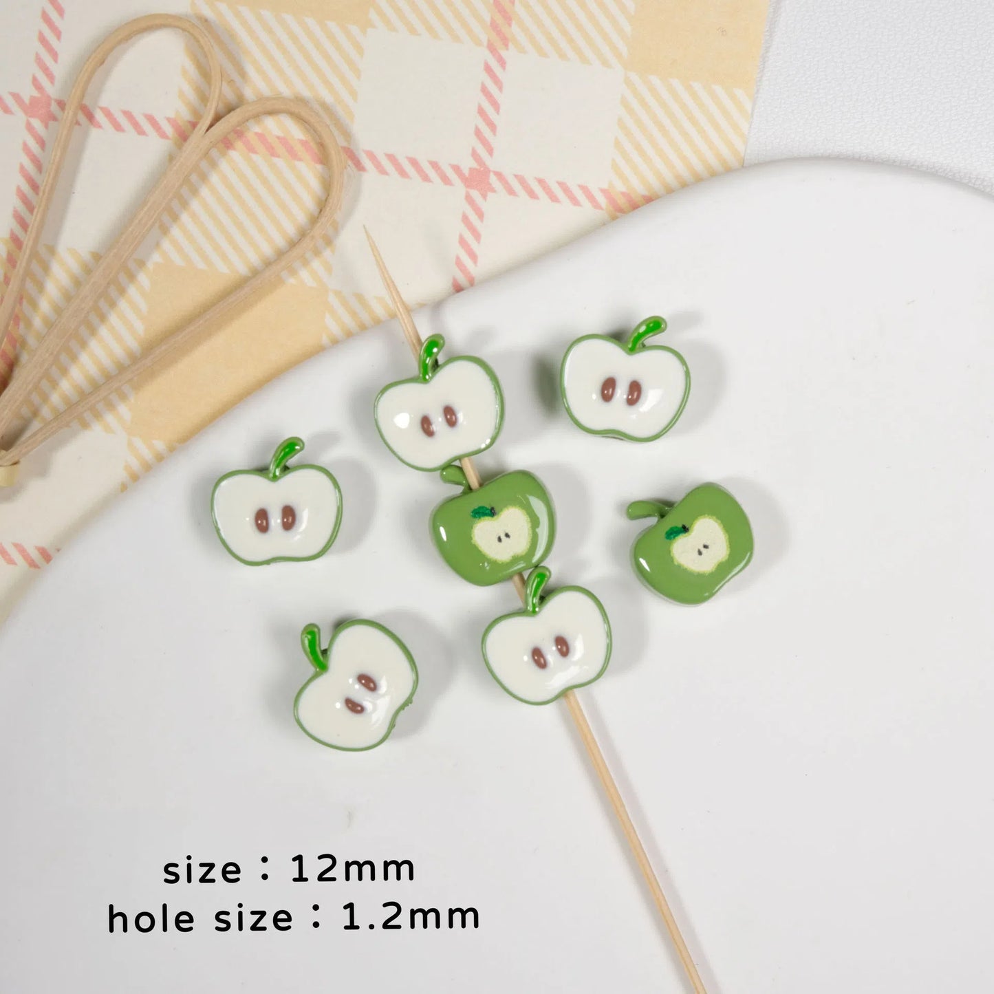 Apple Core Half Apple Metal Beads 11mm Enamel Finish 10pcs 5
