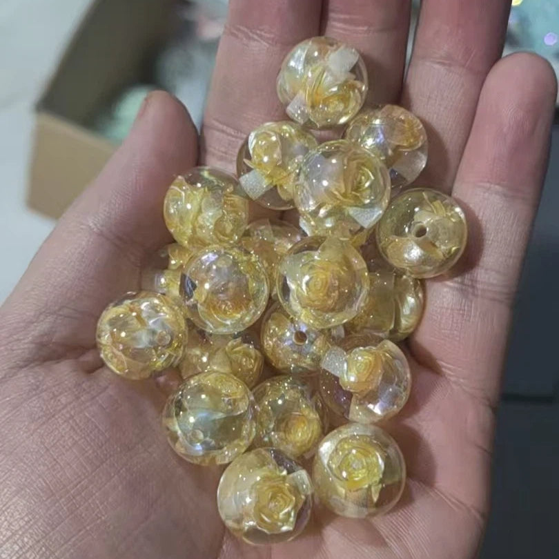 Twilight Rose Resin Beads 16mm Round Mixed Colors 20pcs 17