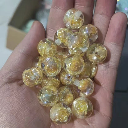 Twilight Rose Resin Beads 16mm Round Mixed Colors 20pcs 17